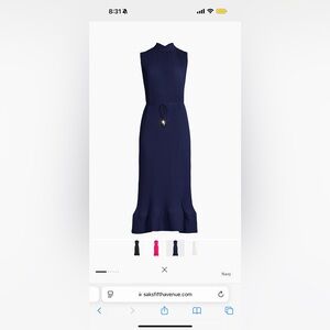 Milly Melina pleated dress in navy